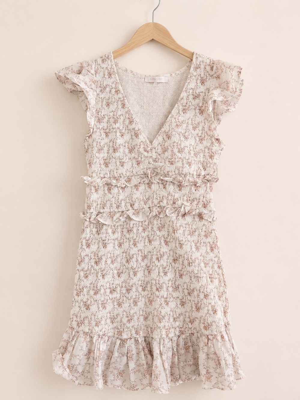 Olivaceous 🥰 Cream Mini Dress with Brown Floral Print